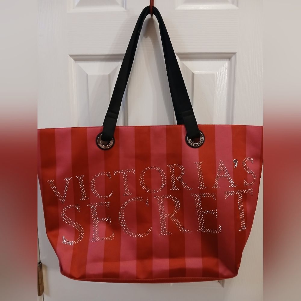 Victoria's Secret Striped Red and Pink Tote